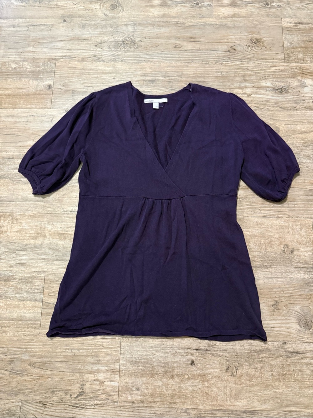 Old Navy Purple V-Neck Puff Sleeve Tunic